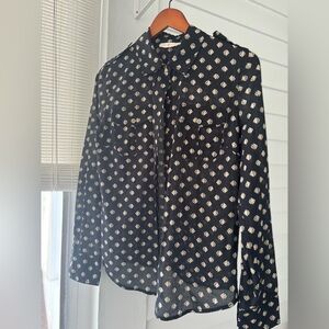 Tory Burch Black Top with Cream Pattern